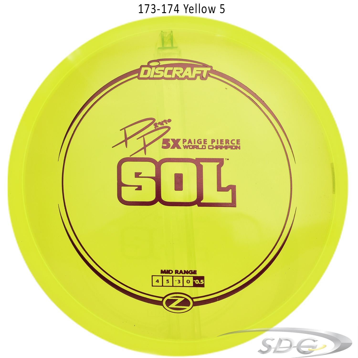 discraft-z-line-sol-paige-pierce-signature-disc-golf-mid-range 173-174 Yellow 5 