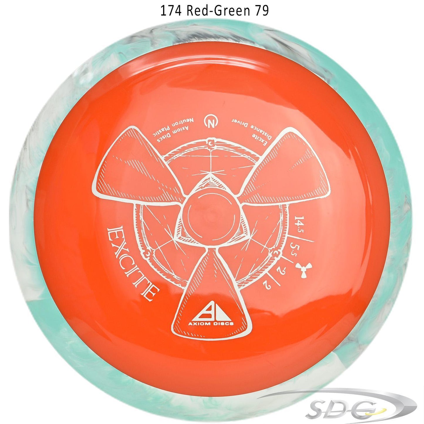 axiom-neutron-excite-disc-golf-distance-driver 174 Red-Green 79 