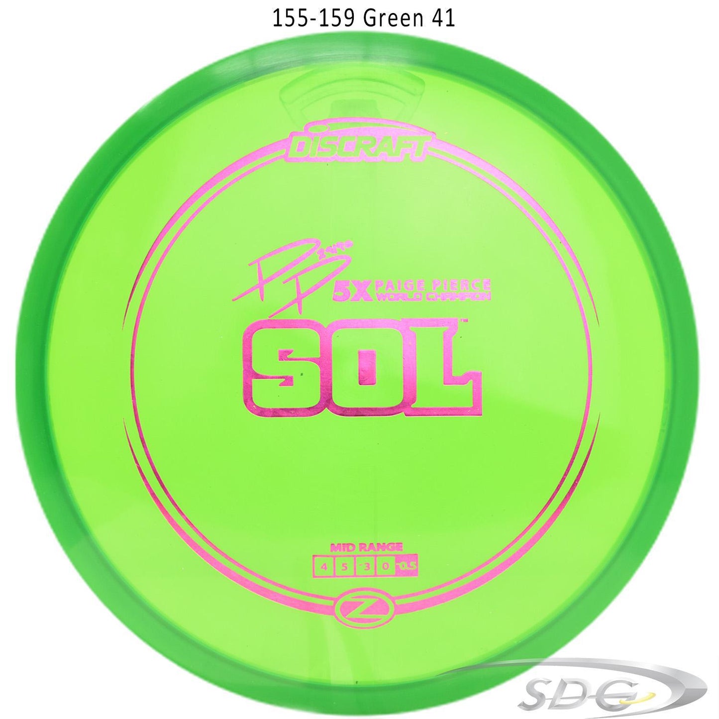 discraft-z-line-sol-paige-pierce-signature-disc-golf-mid-range-159-150-weights 155-159 Green 41 