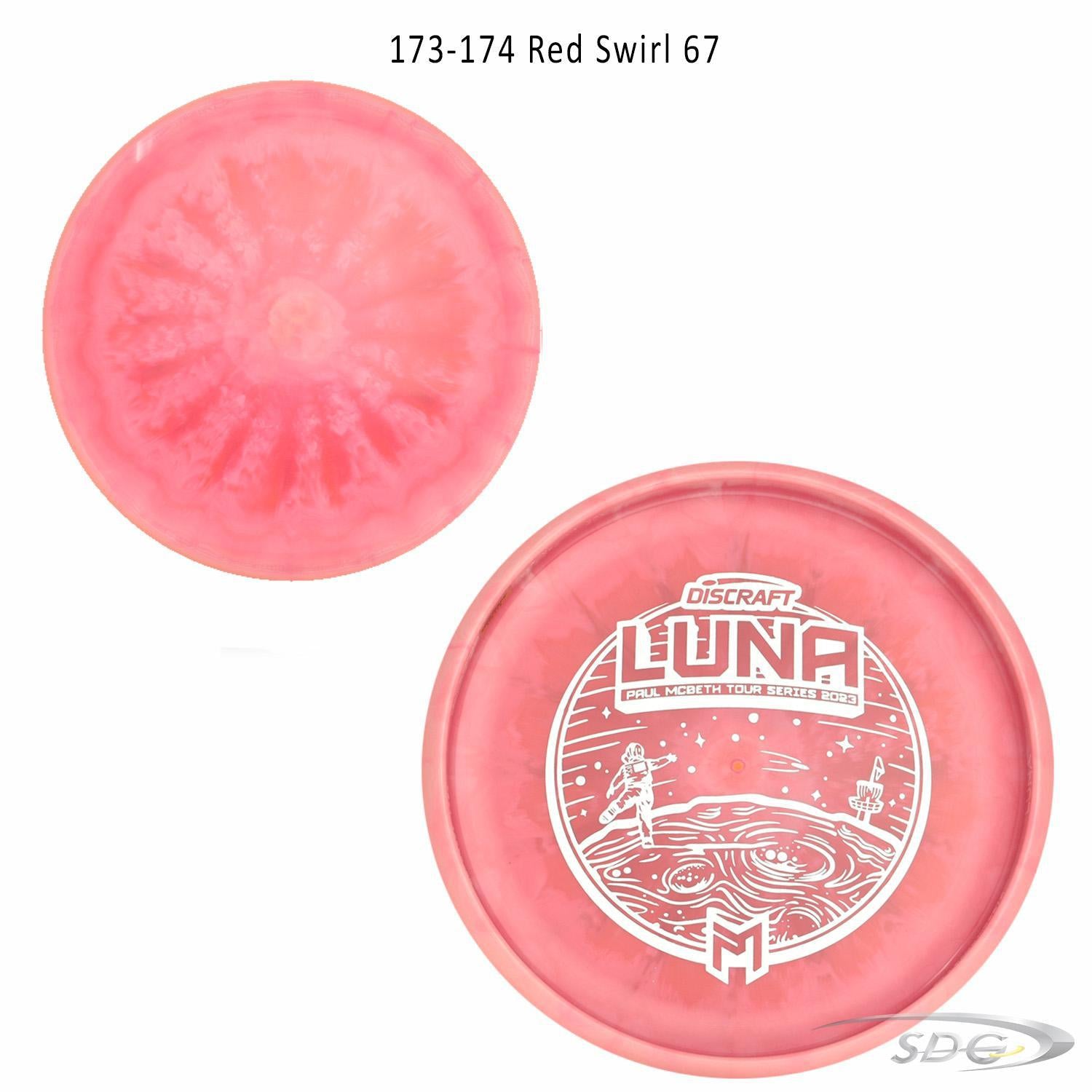 discraft-esp-luna-bottom-stamp-2023-paul-mcbeth-tour-series-disc-golf-putter 173-174 Red Swirl 67 