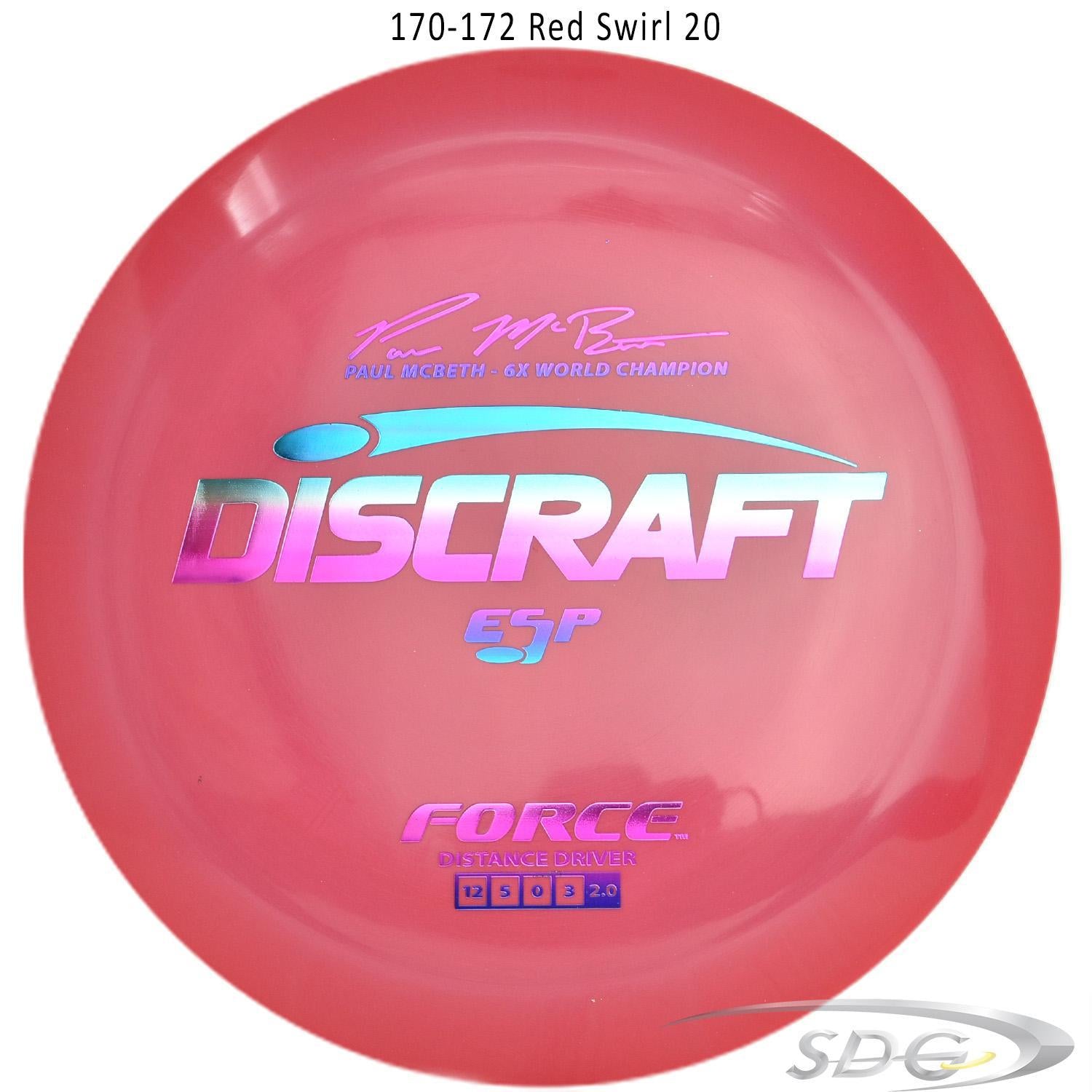 discraft-esp-force-6x-paul-mcbeth-signature-disc-golf-distance-driver 170-172 Red Swirl 20