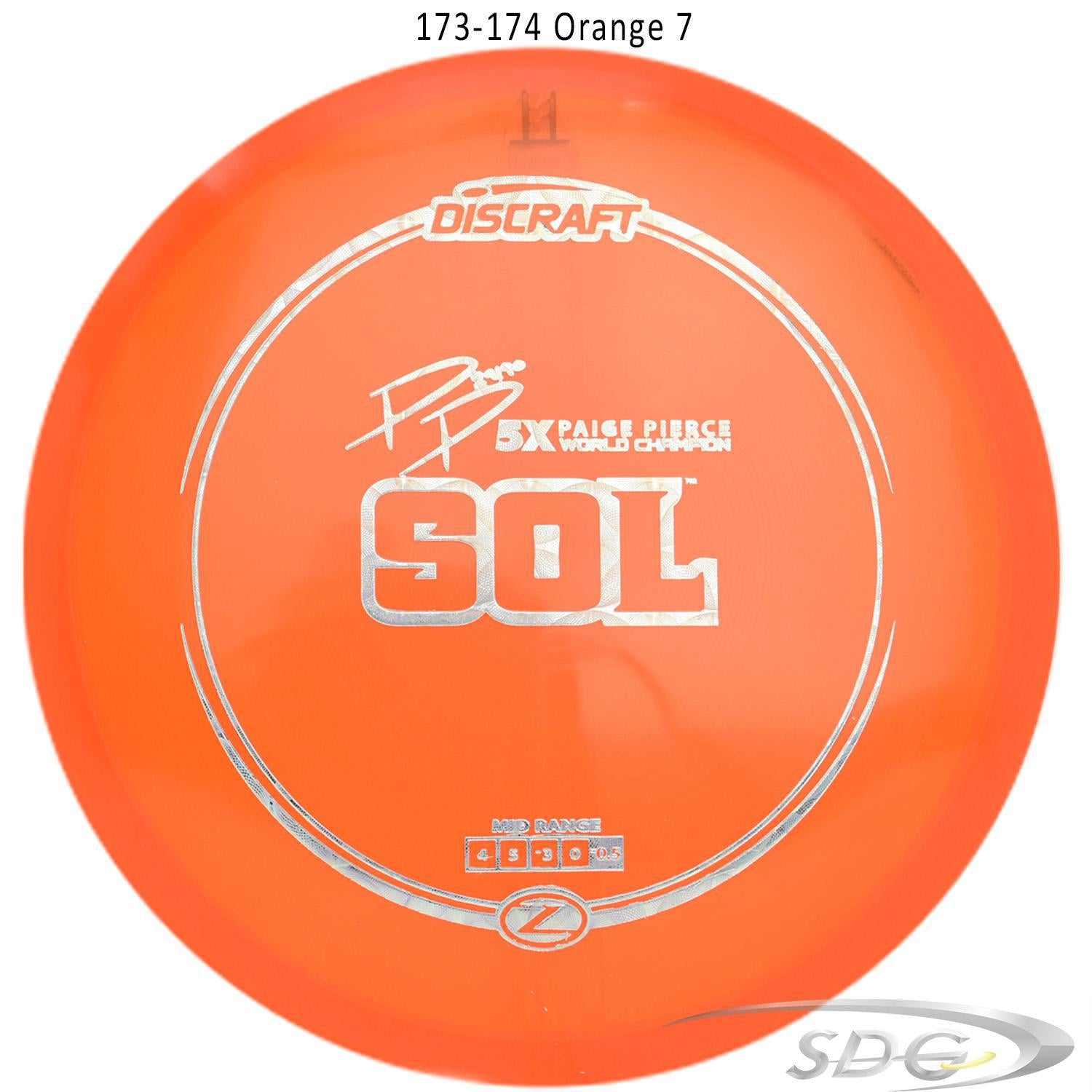 discraft-z-line-sol-paige-pierce-signature-disc-golf-mid-range 173-174 Orange 7 