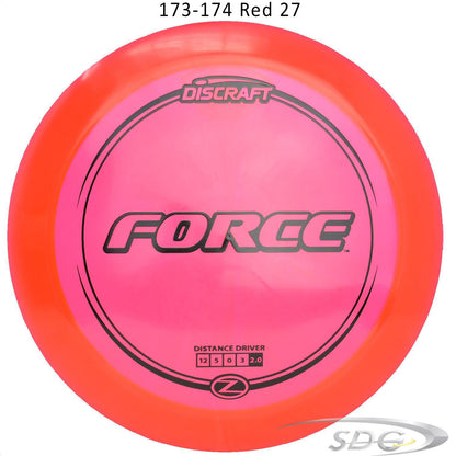 discraft-z-line-force-disc-golf-distance-driver 173-174 Red 27