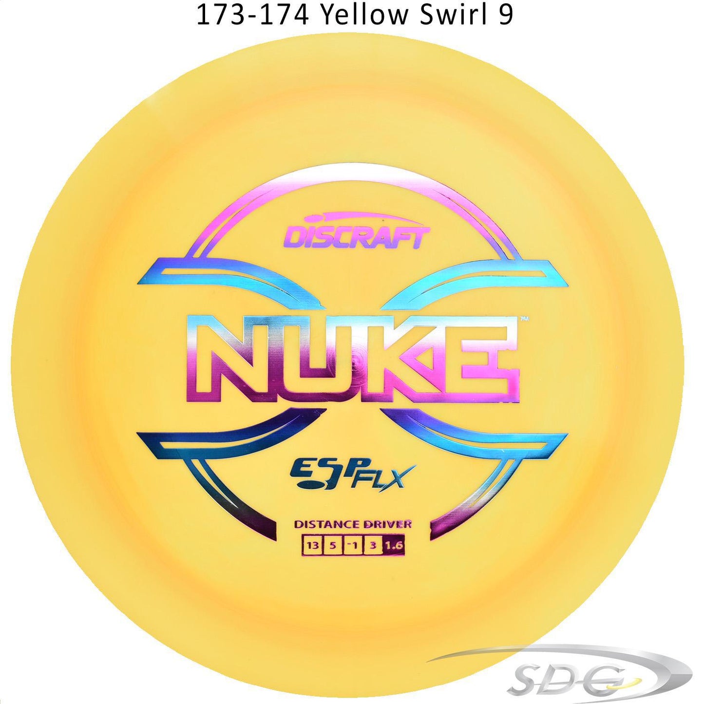 discraft-esp-flx-nuke-disc-golf-distance-driver 173-174 Yellow Swirl 9 
