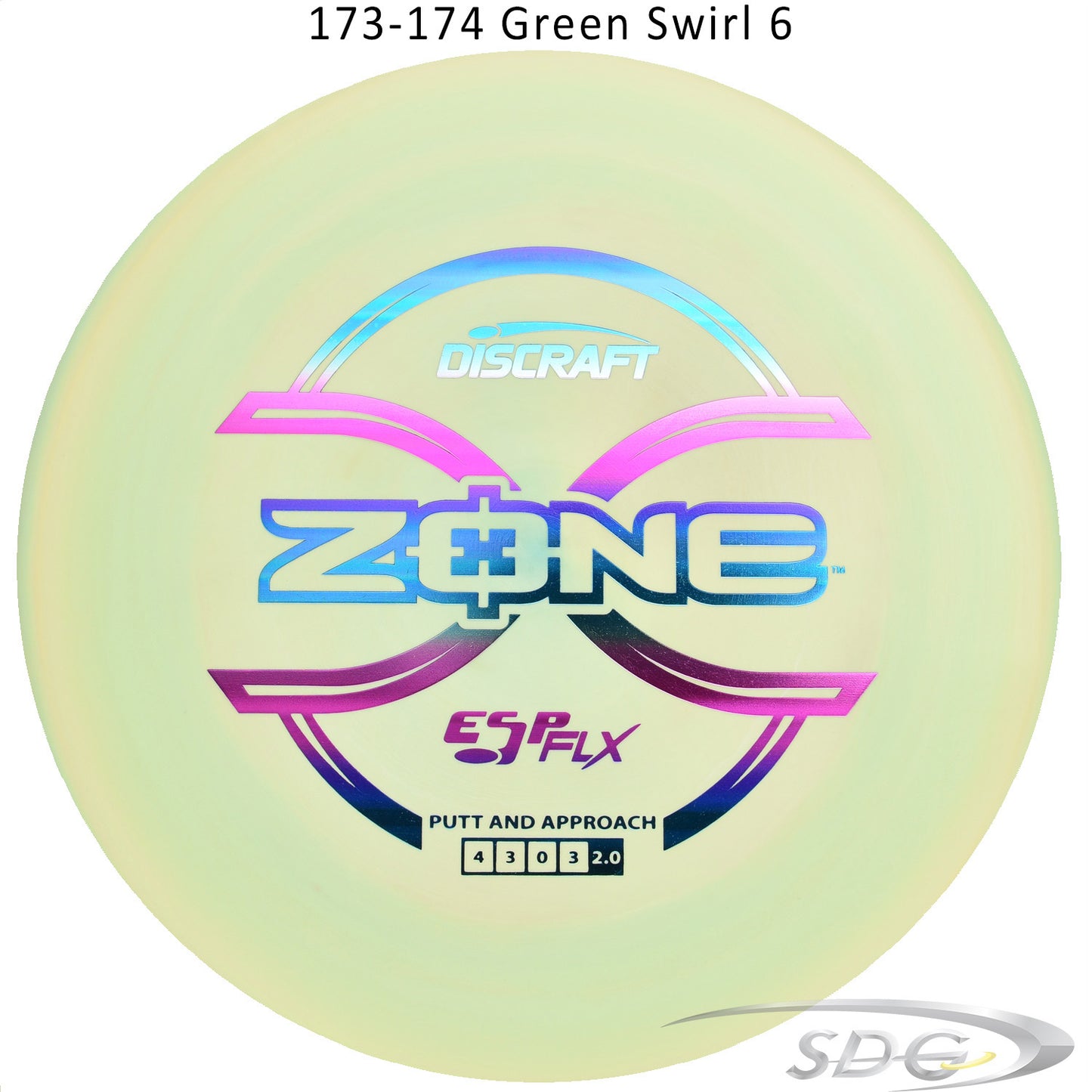 discraft-esp-flx-zone-disc-golf-putter 173-174 Green Swirl 6 