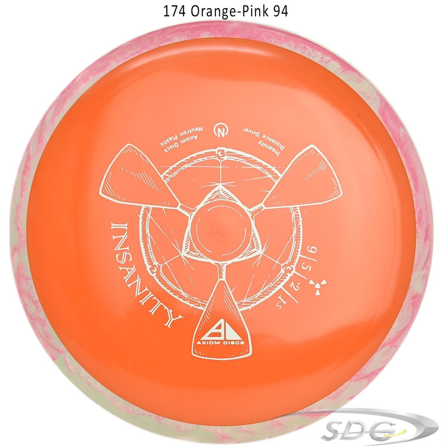 axiom-neutron-insanity-disc-golf-distance-driver 174 Orange-Pink 94 