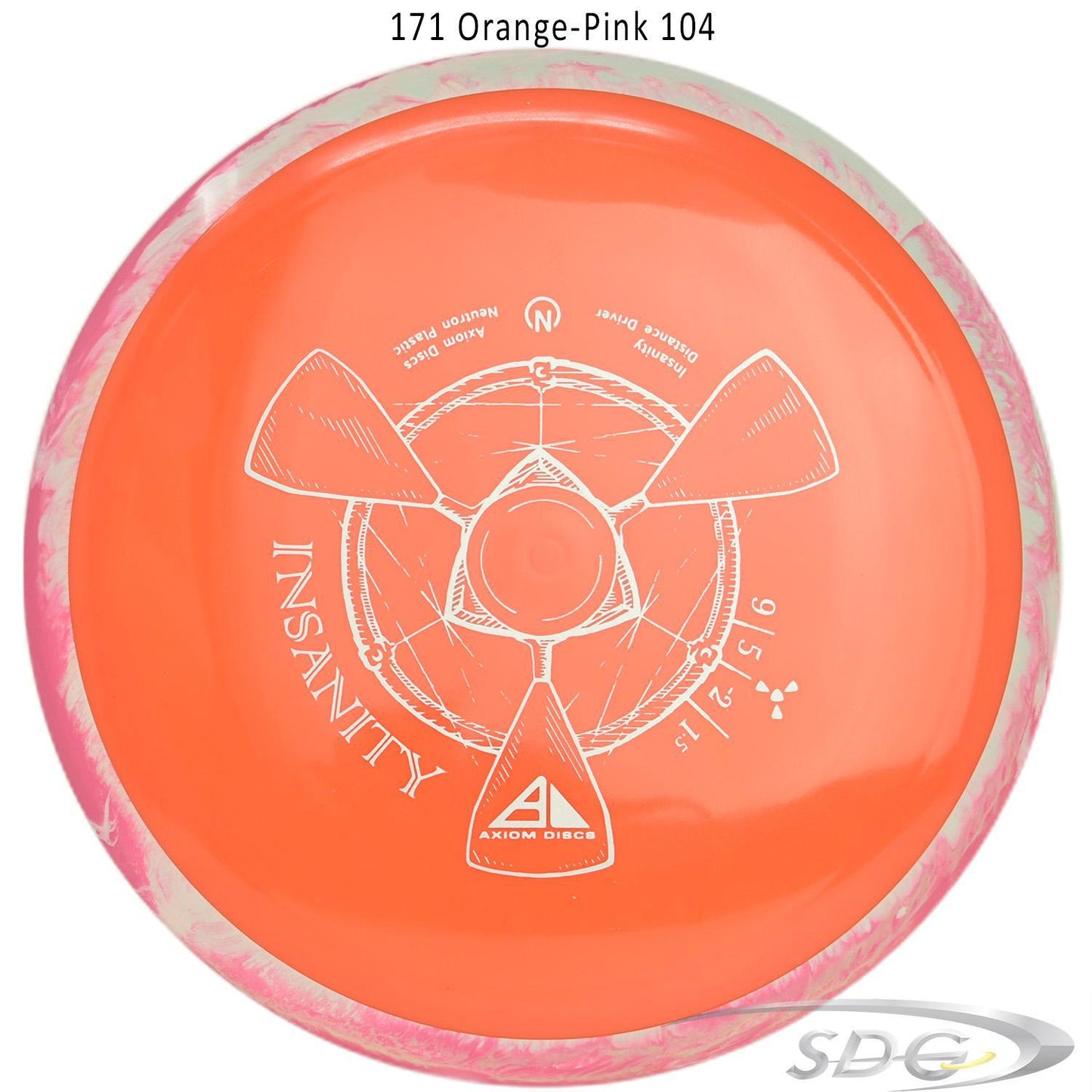 axiom-neutron-insanity-disc-golf-distance-driver 171 Orange-Pink 104 