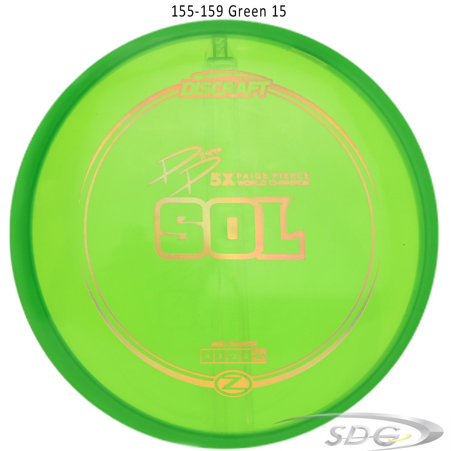 discraft-z-line-sol-paige-pierce-signature-disc-golf-mid-range-159-150-weights 155-159 Green 15 