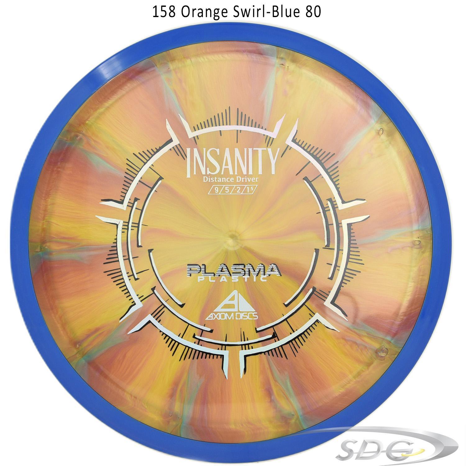 axiom-plasma-insanity-disc-golf-distance-driver 158 Orange Swirl-Blue 80 