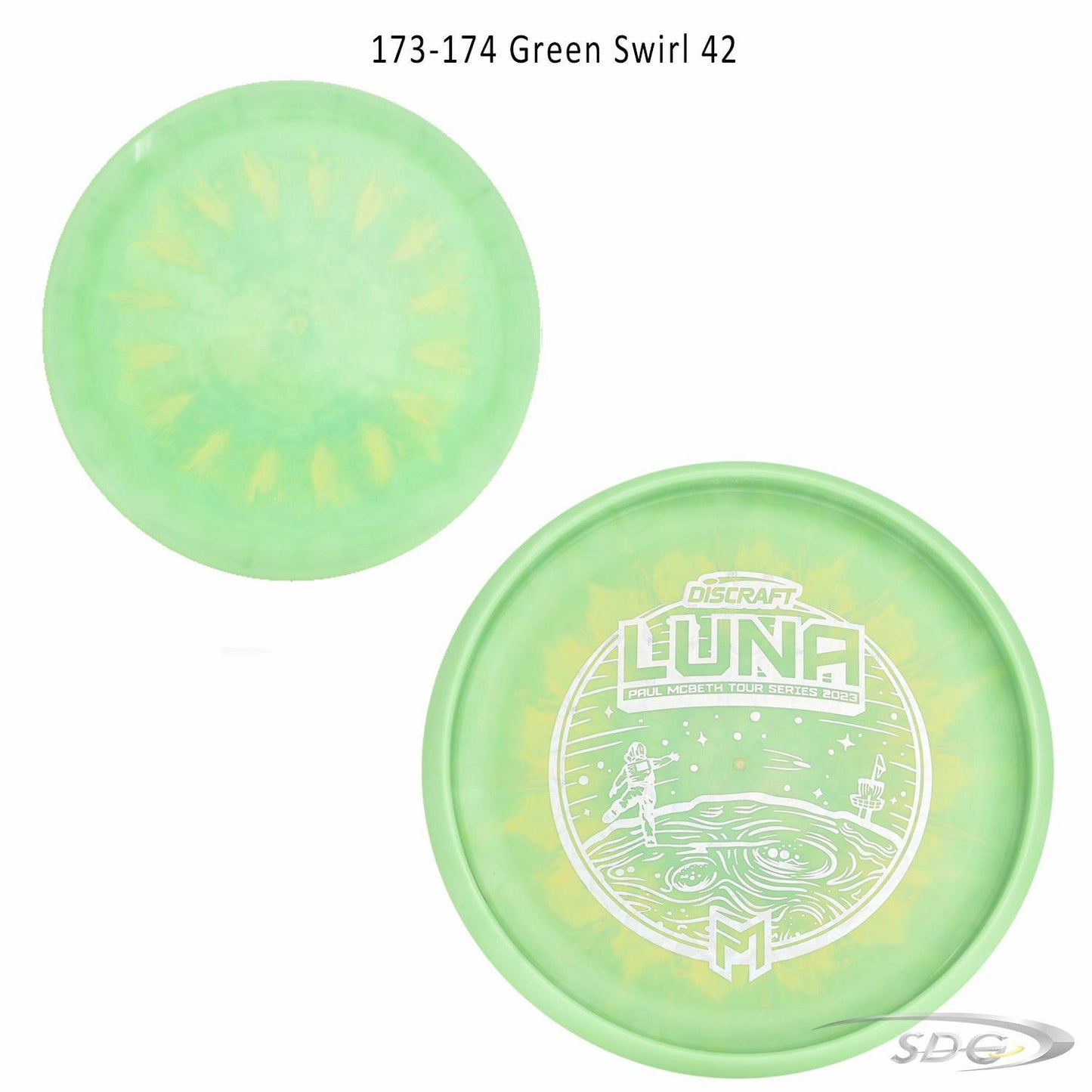 discraft-esp-luna-bottom-stamp-2023-paul-mcbeth-tour-series-disc-golf-putter 173-174 Green Swirl 42 