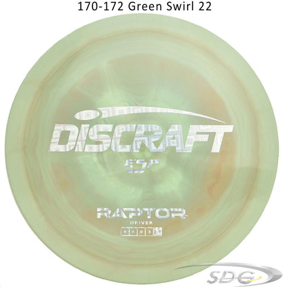 discraft-esp-raptor-disc-golf-distance-driver 170-172 Green Swirl 22