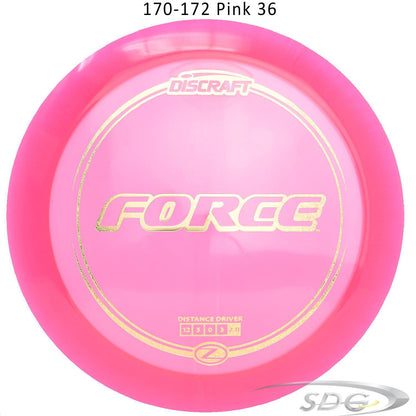 discraft-z-line-force-disc-golf-distance-driver 170-172 Pink 36