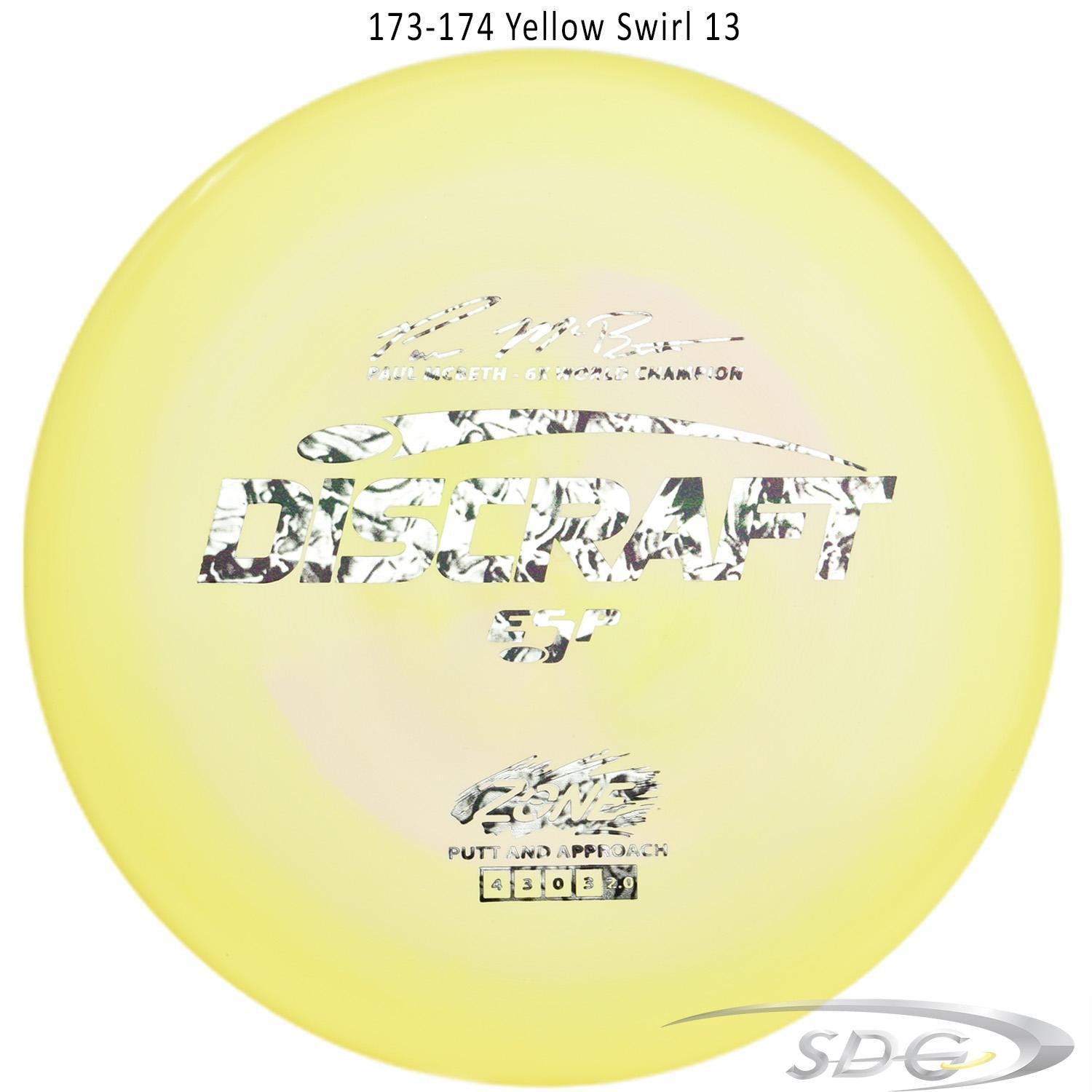 discraft-esp-zone-paul-mcbeth-signature-series-disc-golf-putter-176-173-weights 173-174 Yellow Swirl 13 