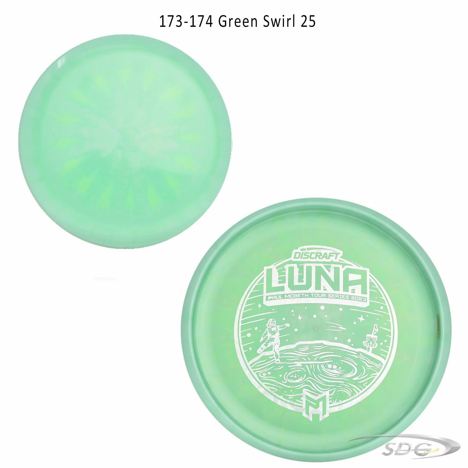 discraft-esp-luna-bottom-stamp-2023-paul-mcbeth-tour-series-disc-golf-putter 173-174 Green Swirl 25 