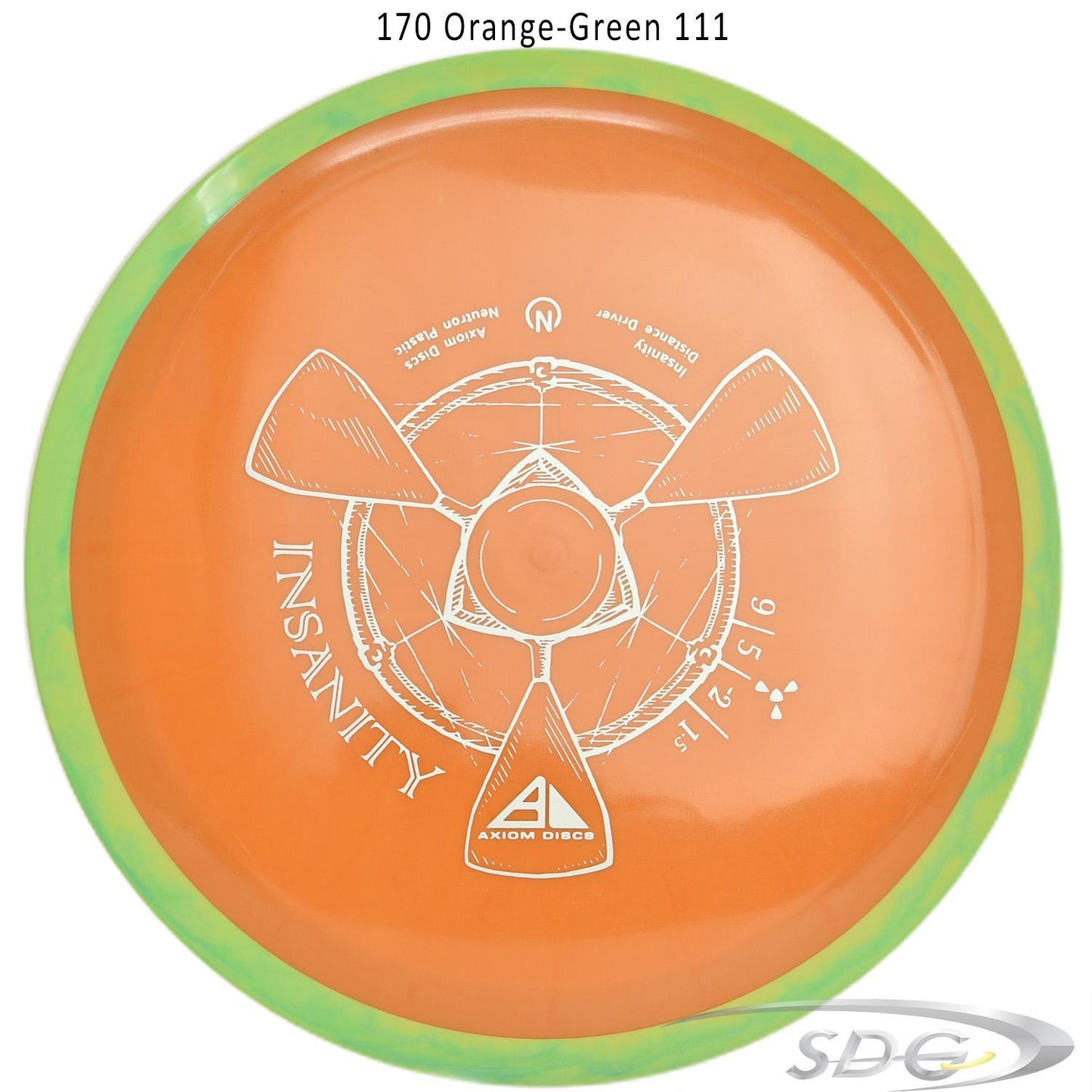 axiom-neutron-insanity-disc-golf-distance-driver 170 Orange-Green 111 