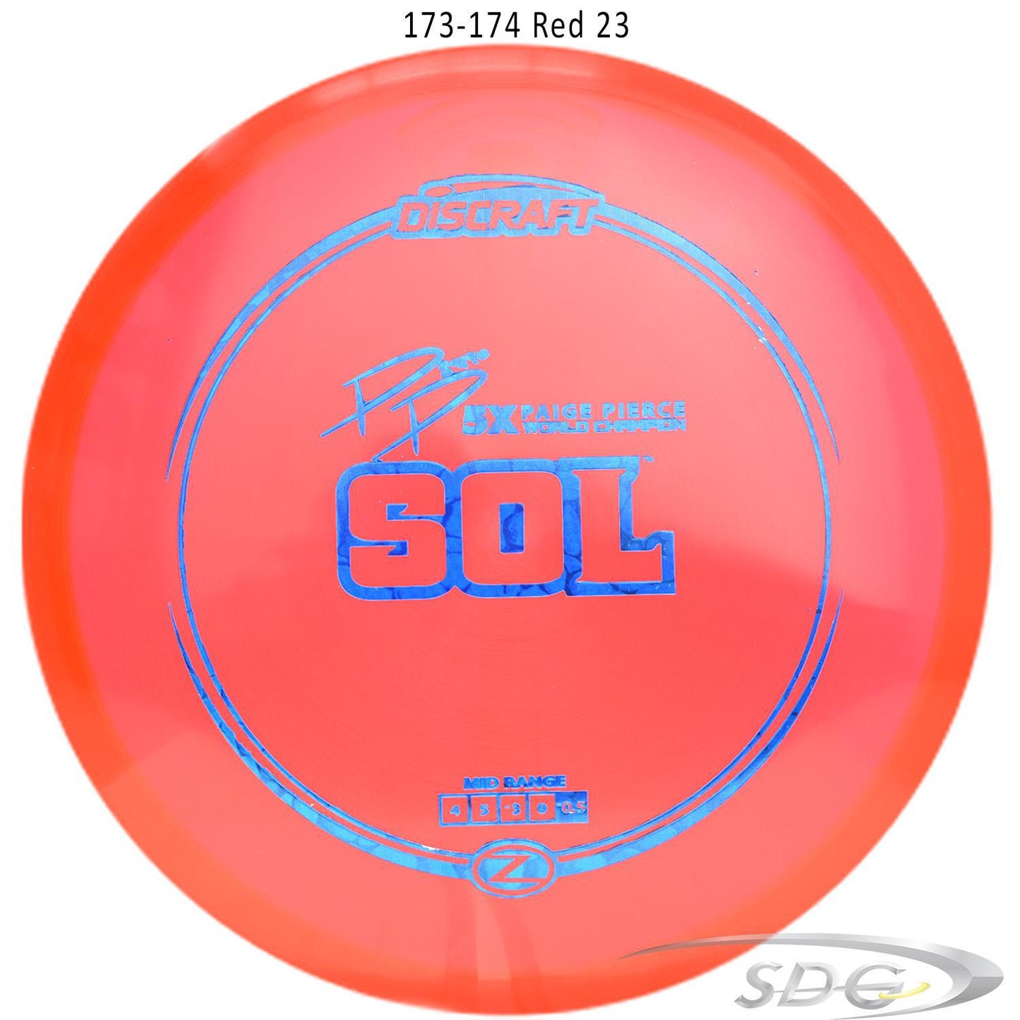 discraft-z-line-sol-paige-pierce-signature-disc-golf-mid-range 173-174 Red 23 