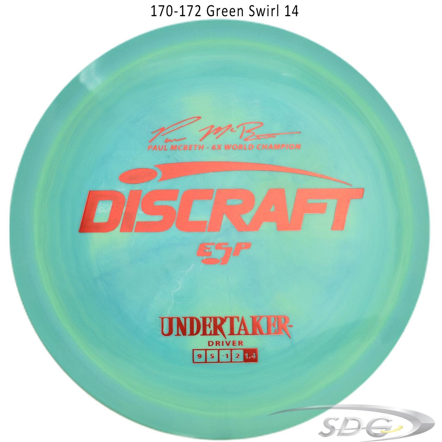 discraft-esp-undertaker-6x-paul-mcbeth-signature-series-disc-golf-distance-driver 170-172 Green Swirl 14
