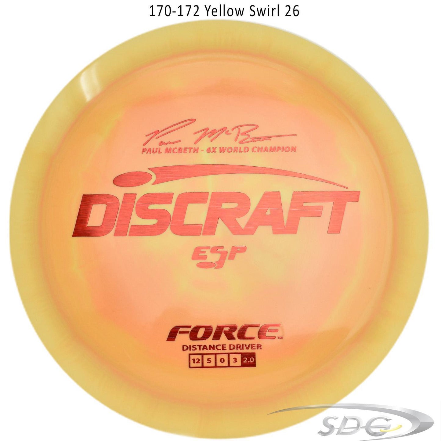 discraft-esp-force-6x-paul-mcbeth-signature-disc-golf-distance-driver 170-172 Yellow Swirl 26 