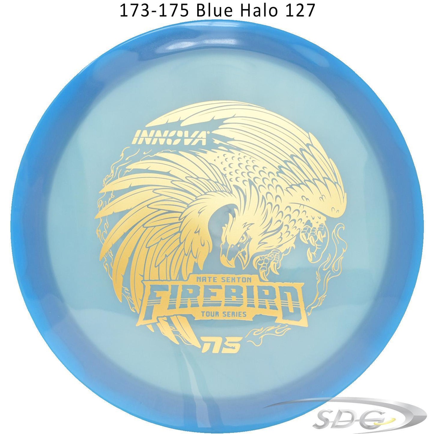 innova-halo-champion-firebird-glow-2023-nate-sexton-tour-series-disc-golf-distance-driver 173-175 Blue Halo 127 