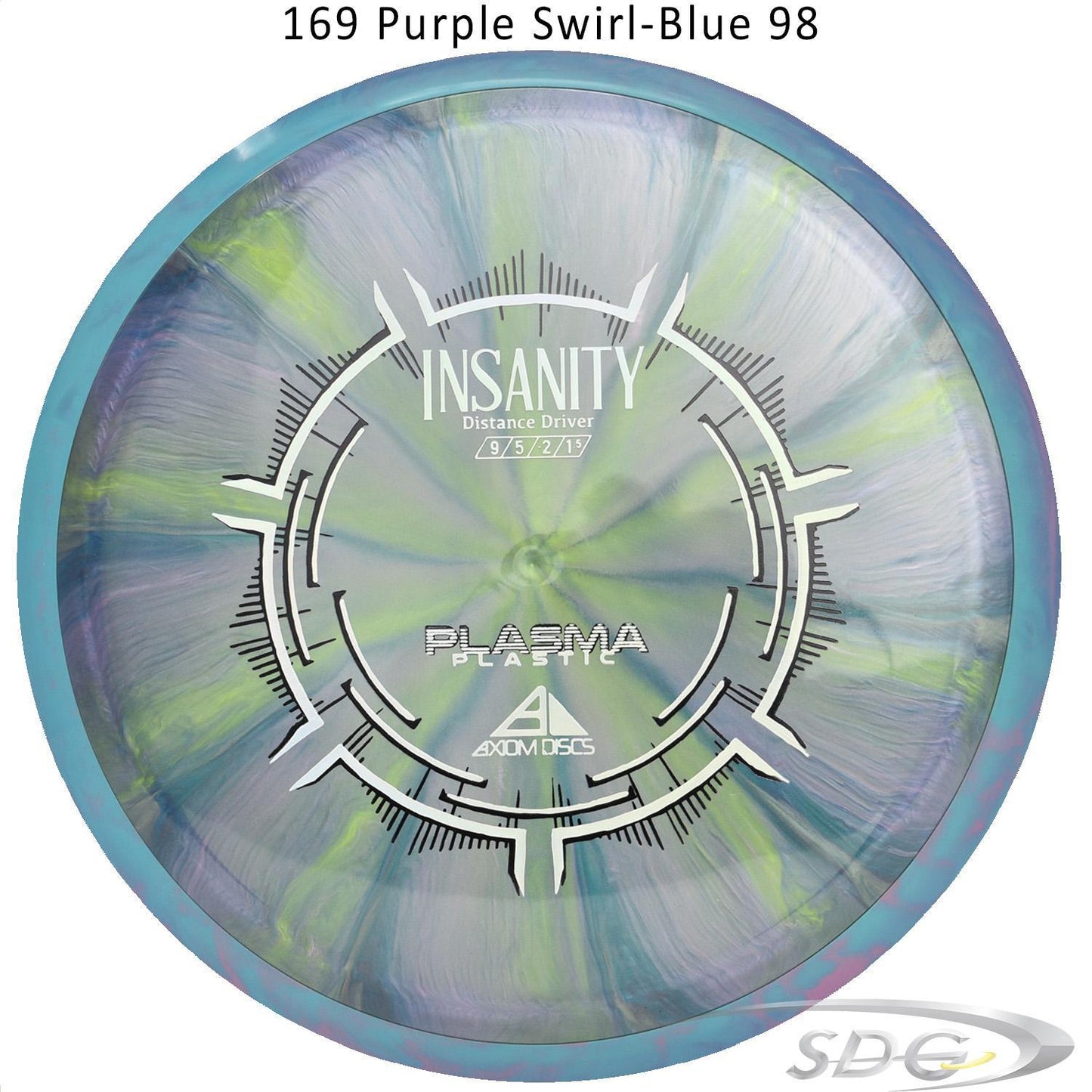 axiom-plasma-insanity-disc-golf-distance-driver 169 Purple Swirl-Blue 98 