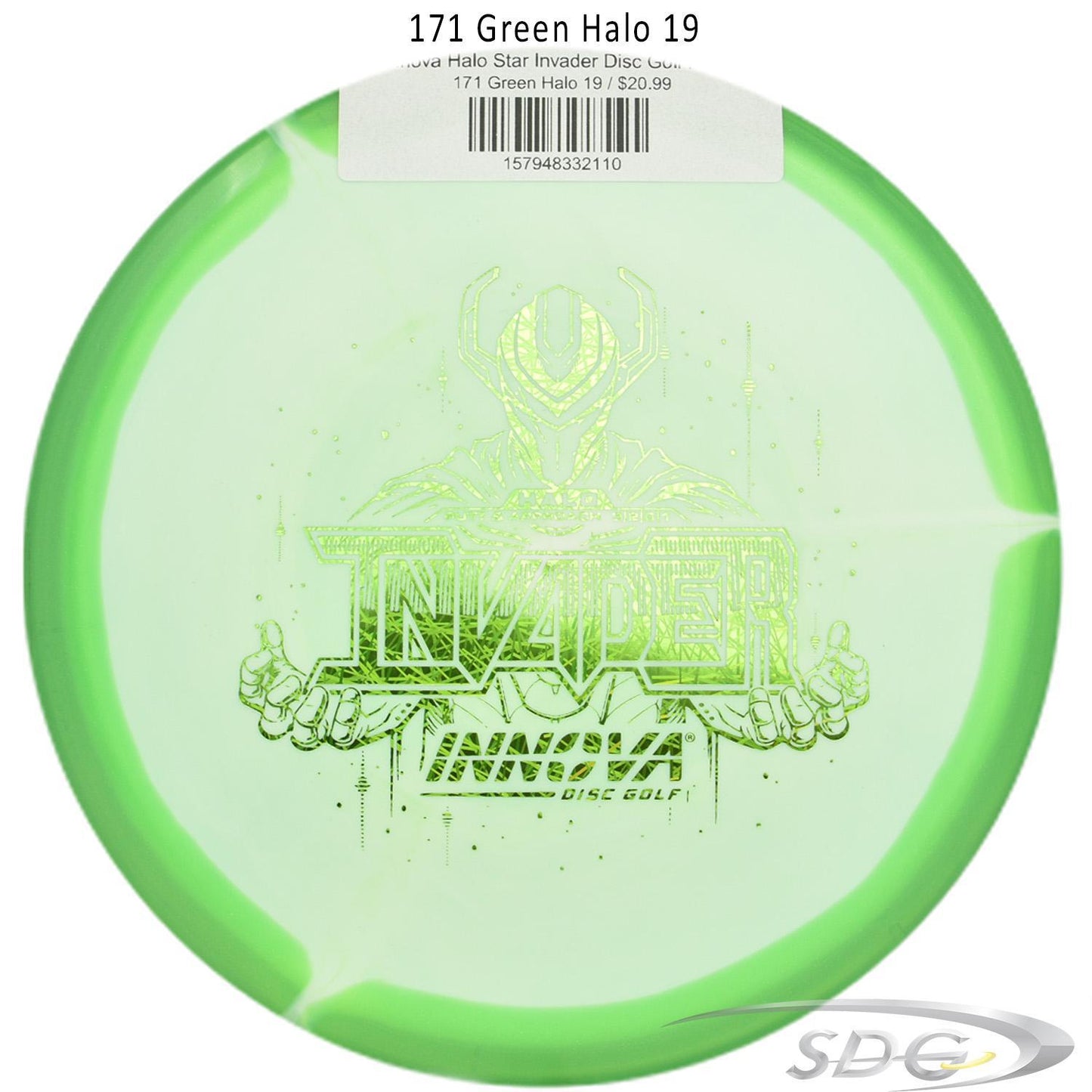 innova-halo-star-invader-disc-golf-putter 171 Green Halo 19 