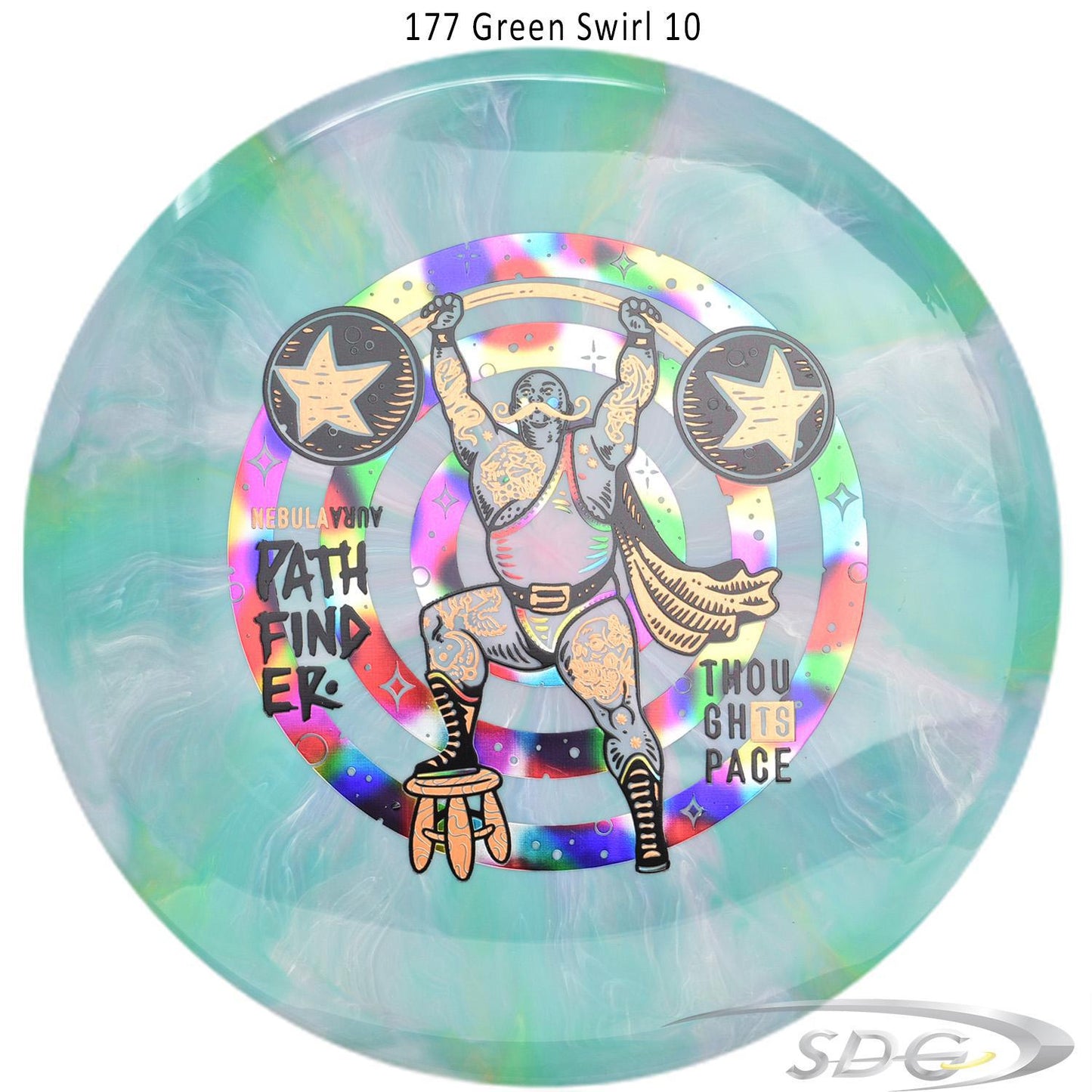 tsa-nebula-aura-pathfinder-strong-man-disc-golf-mid-range 177 Green Swirl 10 