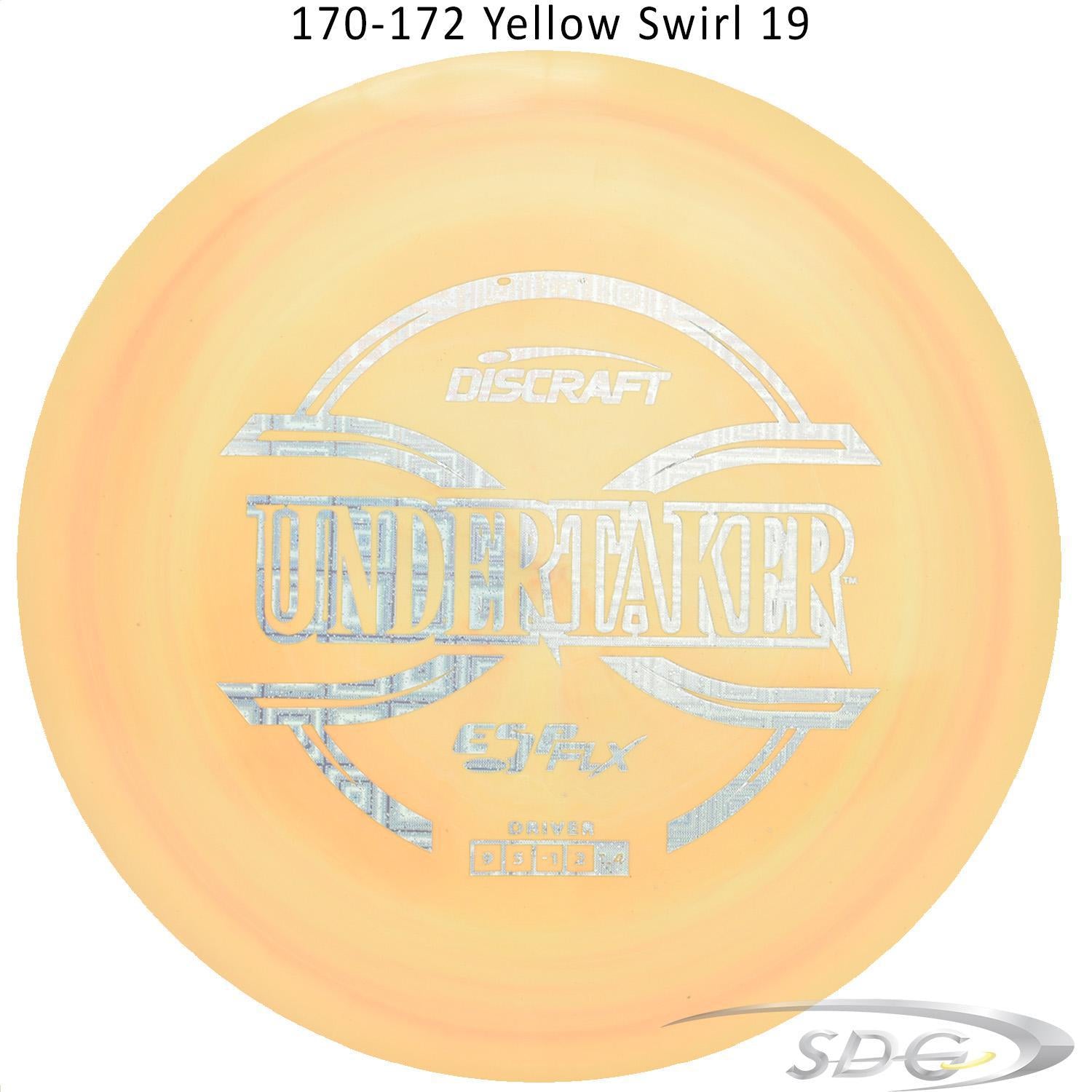 discraft-esp-flx-undertaker-disc-golf-distance-driver 170-172 Yellow Swirl 19