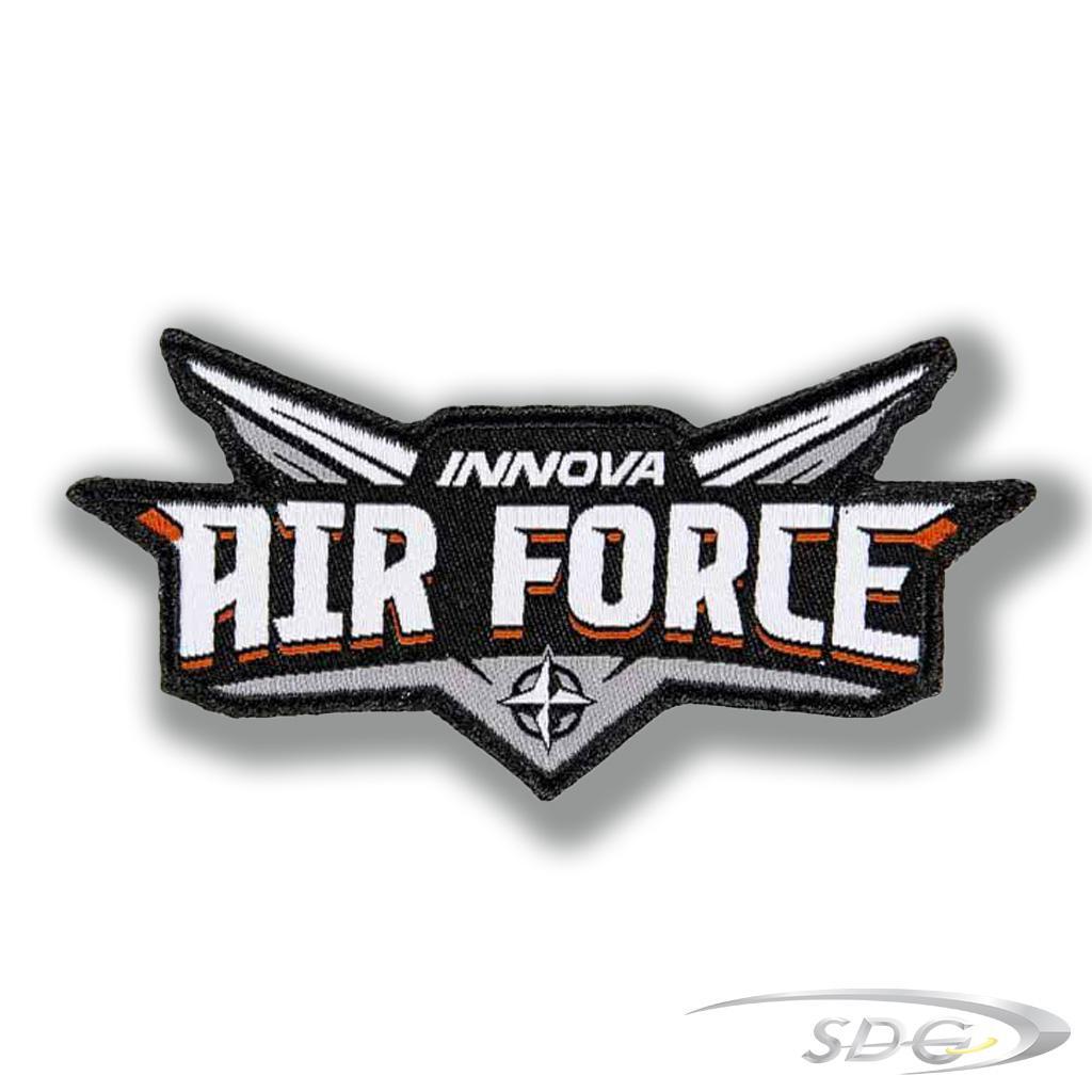 Innova Air Force Iron On Patch i Black White and Orange Stitching 