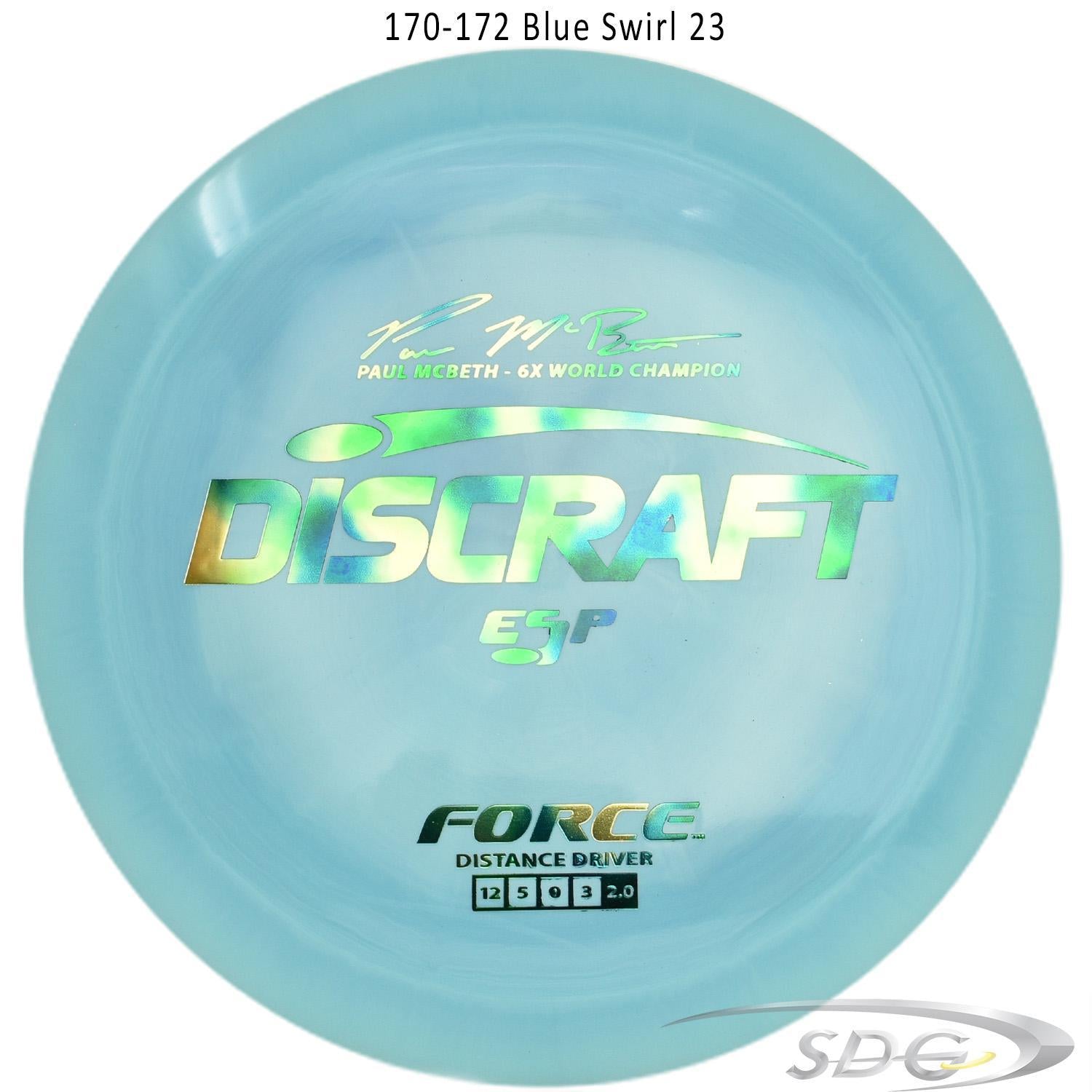 discraft-esp-force-6x-paul-mcbeth-signature-disc-golf-distance-driver 170-172 Blue Swirl 23