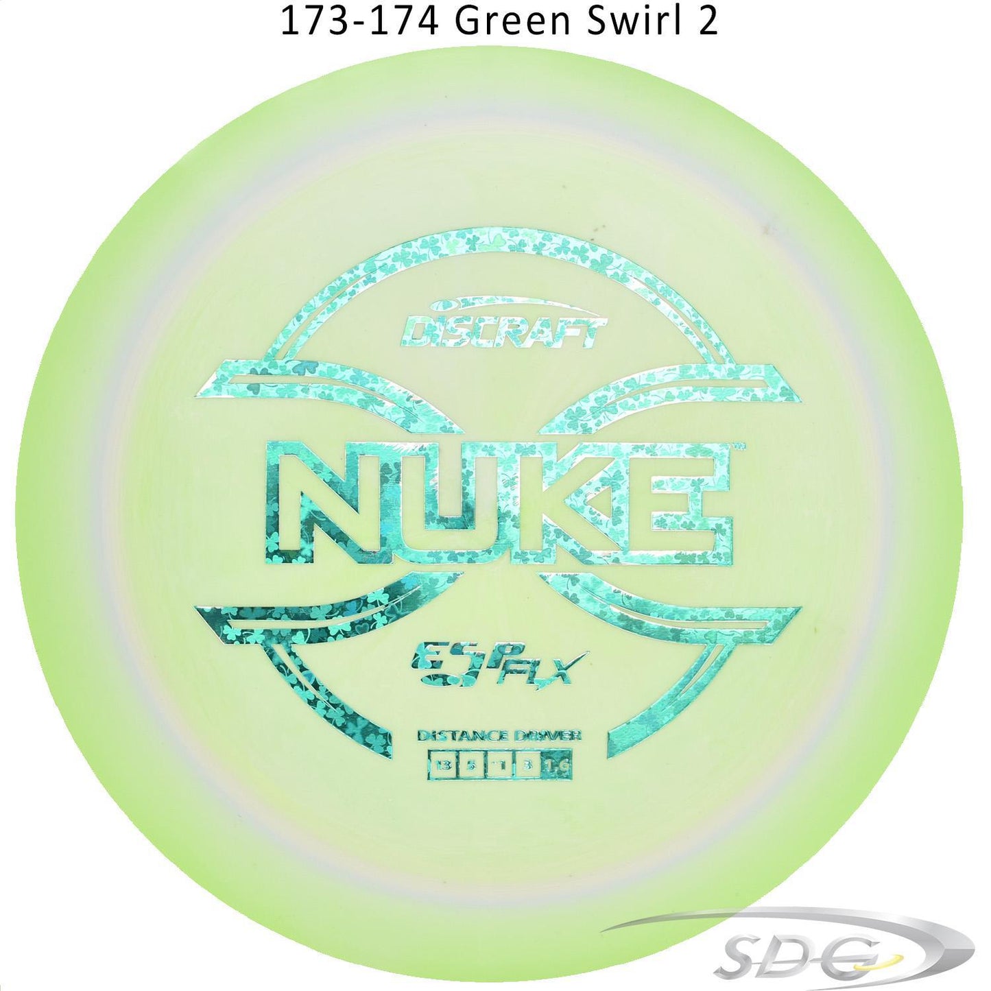 discraft-esp-flx-nuke-disc-golf-distance-driver 173-174 Green Swirl 2 