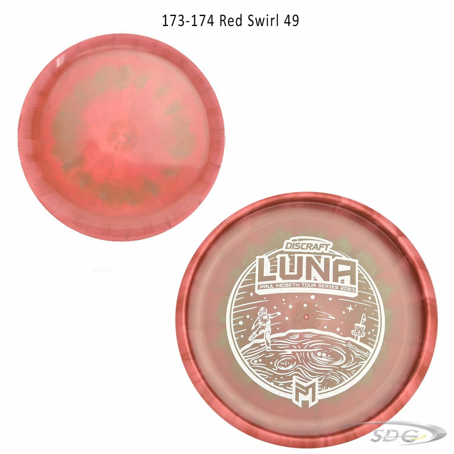 discraft-esp-luna-bottom-stamp-2023-paul-mcbeth-tour-series-disc-golf-putter 173-174 Red Swirl 49 