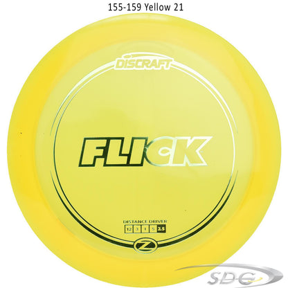 discraft-z-line-flick-disc-golf-distance-driver 155-159 Yellow 21 