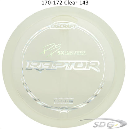 discraft-z-line-raptor-paige-pierce-signature-series-disc-golf-distance-driver 170-172 Clear 143