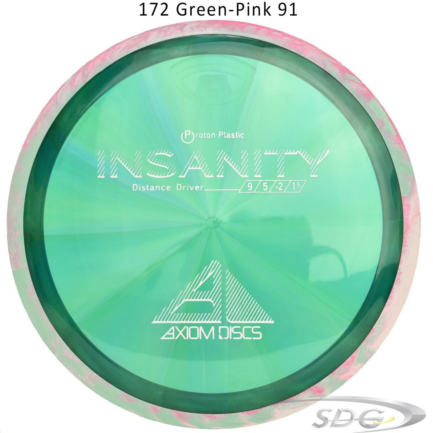 axiom-proton-insanity-disc-golf-distance-driver 172 Green-Pink 91 