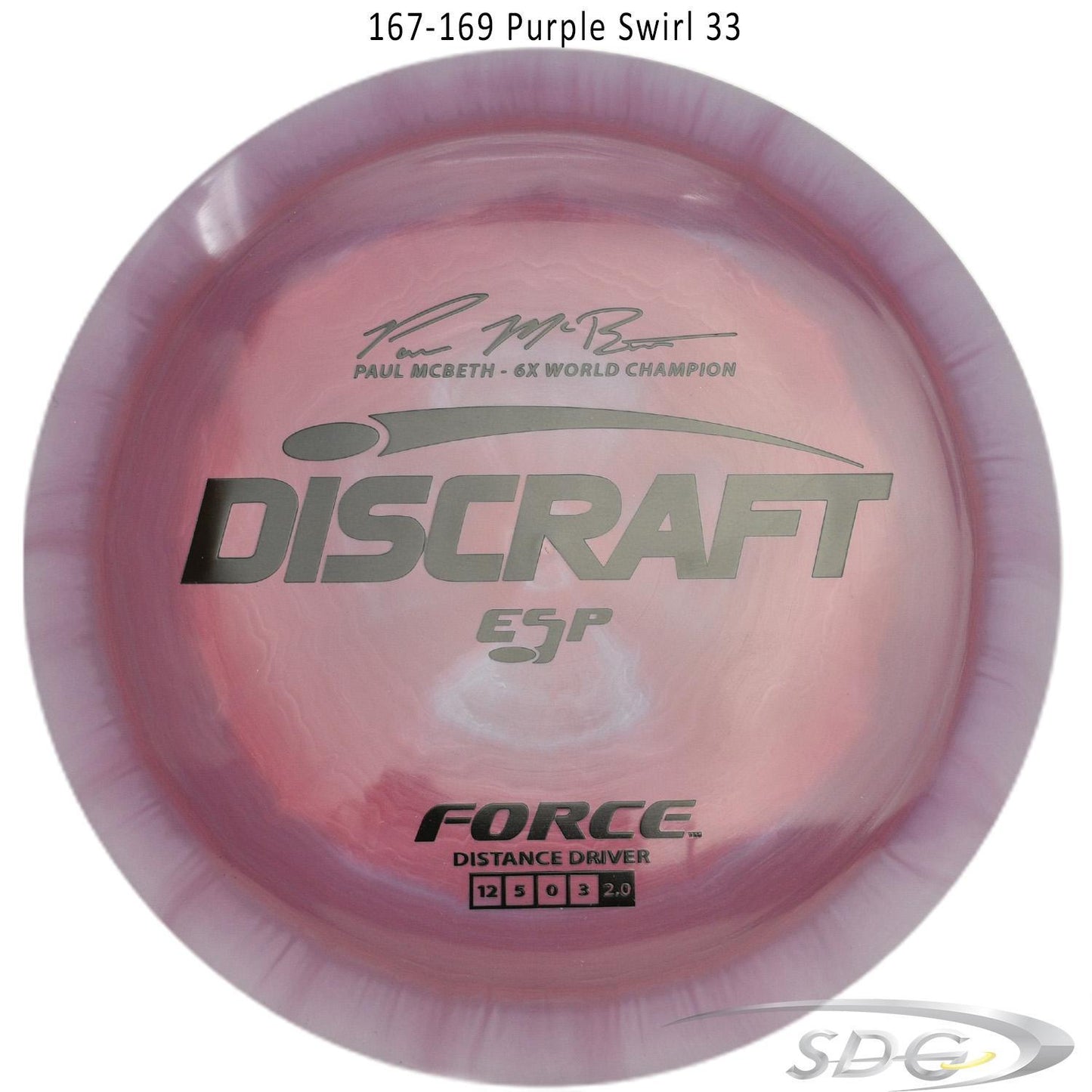 discraft-esp-force-6x-paul-mcbeth-signature-disc-golf-distance-driver-169-160-weights 167-169 Purple Swirl 33 