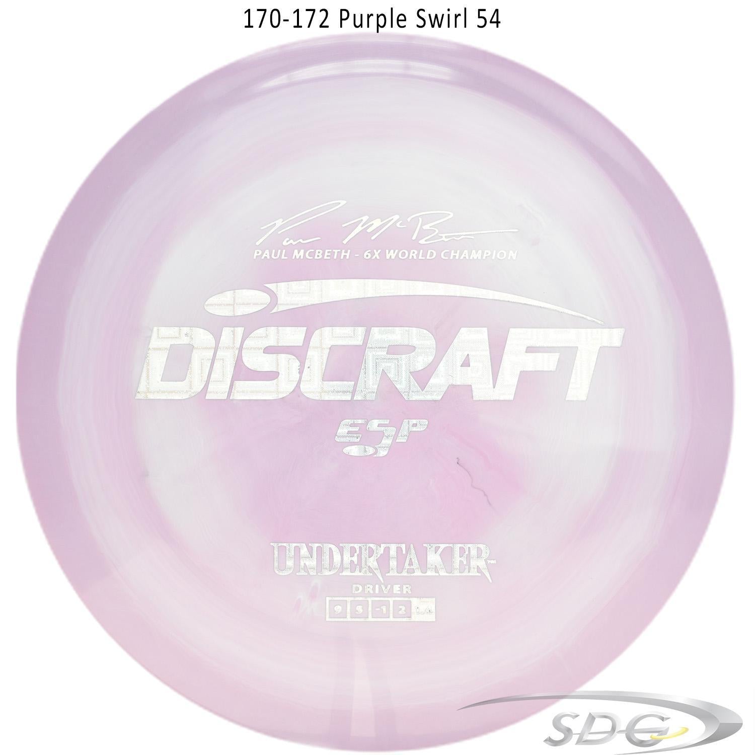 discraft-esp-undertaker-6x-paul-mcbeth-signature-series-disc-golf-distance-driver 170-172 Purple Swirl 54