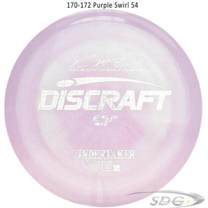 discraft-esp-undertaker-6x-paul-mcbeth-signature-series-disc-golf-distance-driver 170-172 Purple Swirl 54