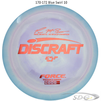 discraft-esp-force-6x-paul-mcbeth-signature-disc-golf-distance-driver 170-172 Blue Swirl 10