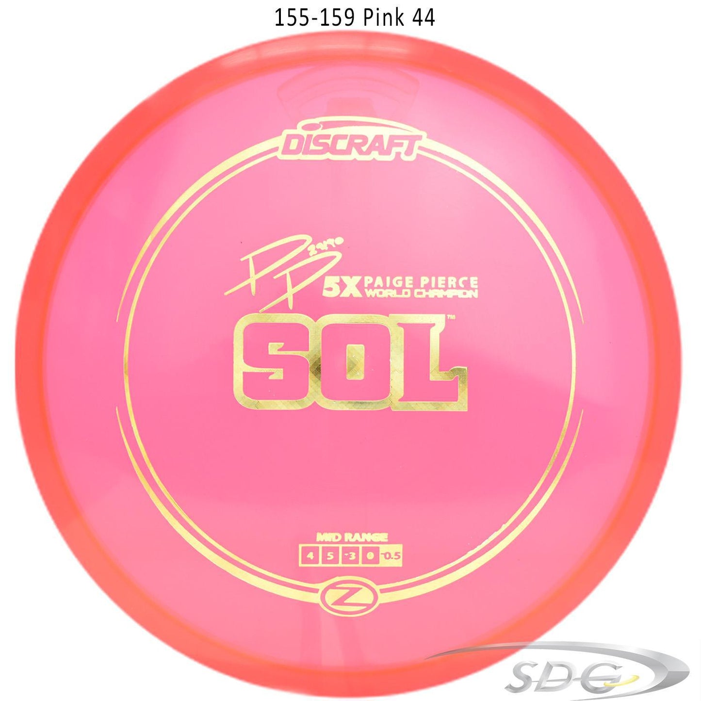 discraft-z-line-sol-paige-pierce-signature-disc-golf-mid-range 155-159 Pink 44