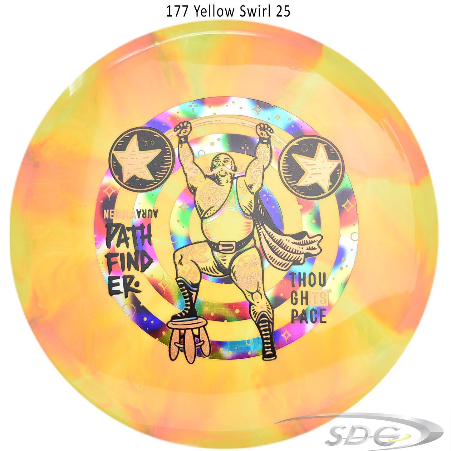 tsa-nebula-aura-pathfinder-strong-man-disc-golf-mid-range 177 Yellow Swirl 25 