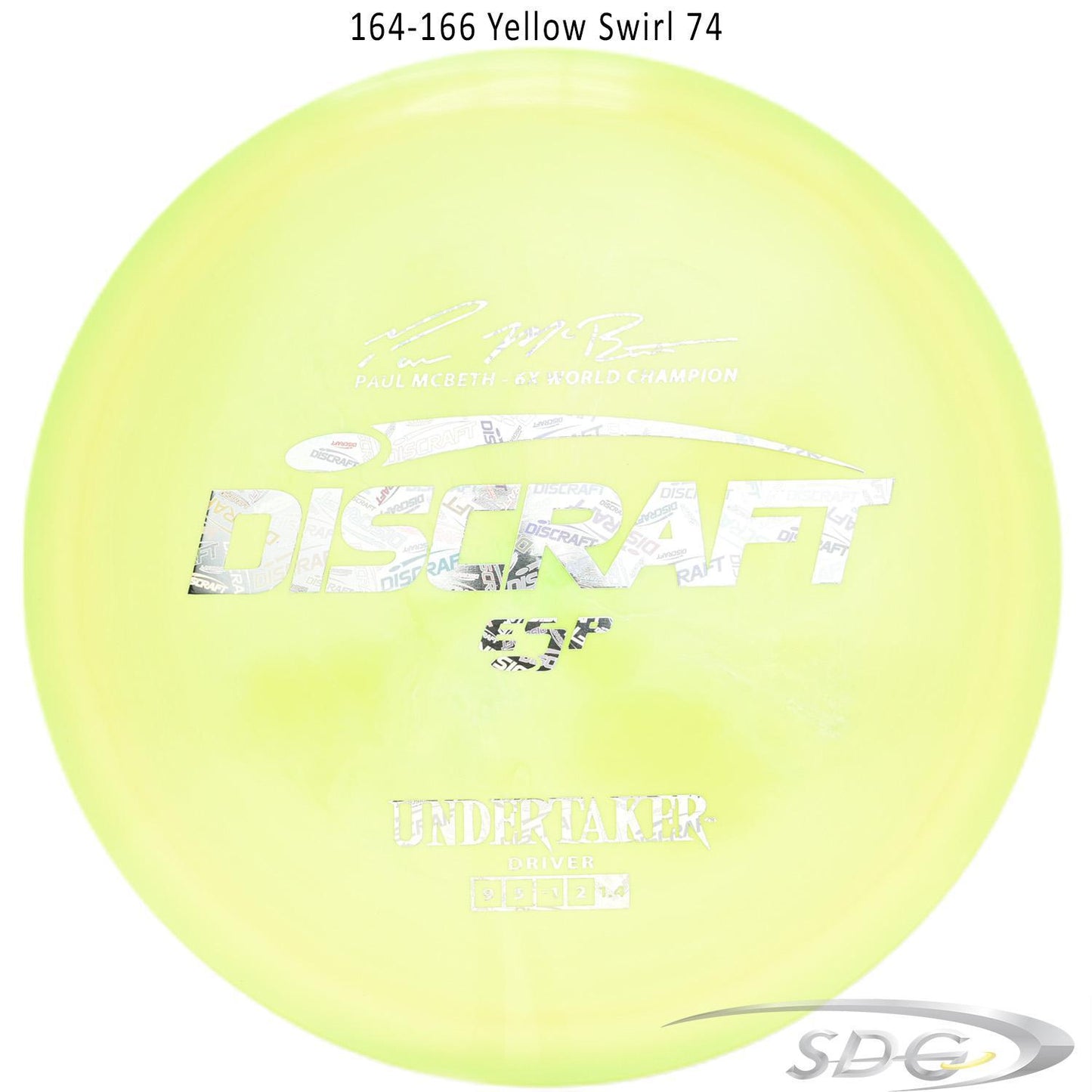 discraft-esp-undertaker-6x-paul-mcbeth-signature-series-disc-golf-distance-driver-169-160-weights 164-166 Yellow Swirl 74 