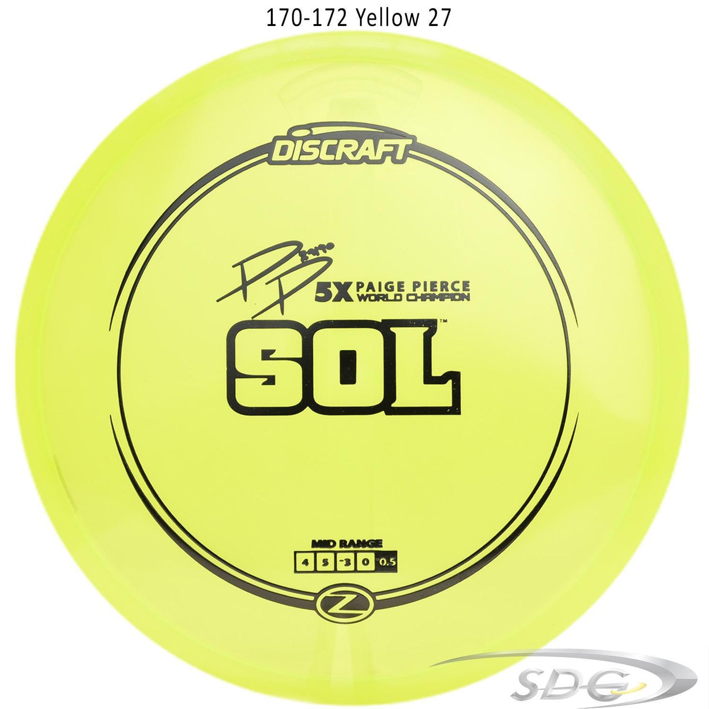 discraft-z-line-sol-paige-pierce-signature-disc-golf-mid-range 170-172 Yellow 27