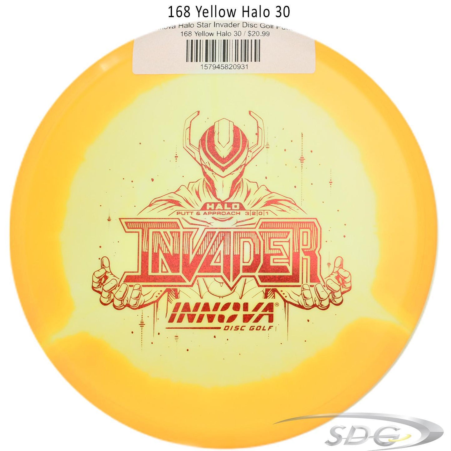 innova-halo-star-invader-disc-golf-putter 168 Yellow Halo 30 