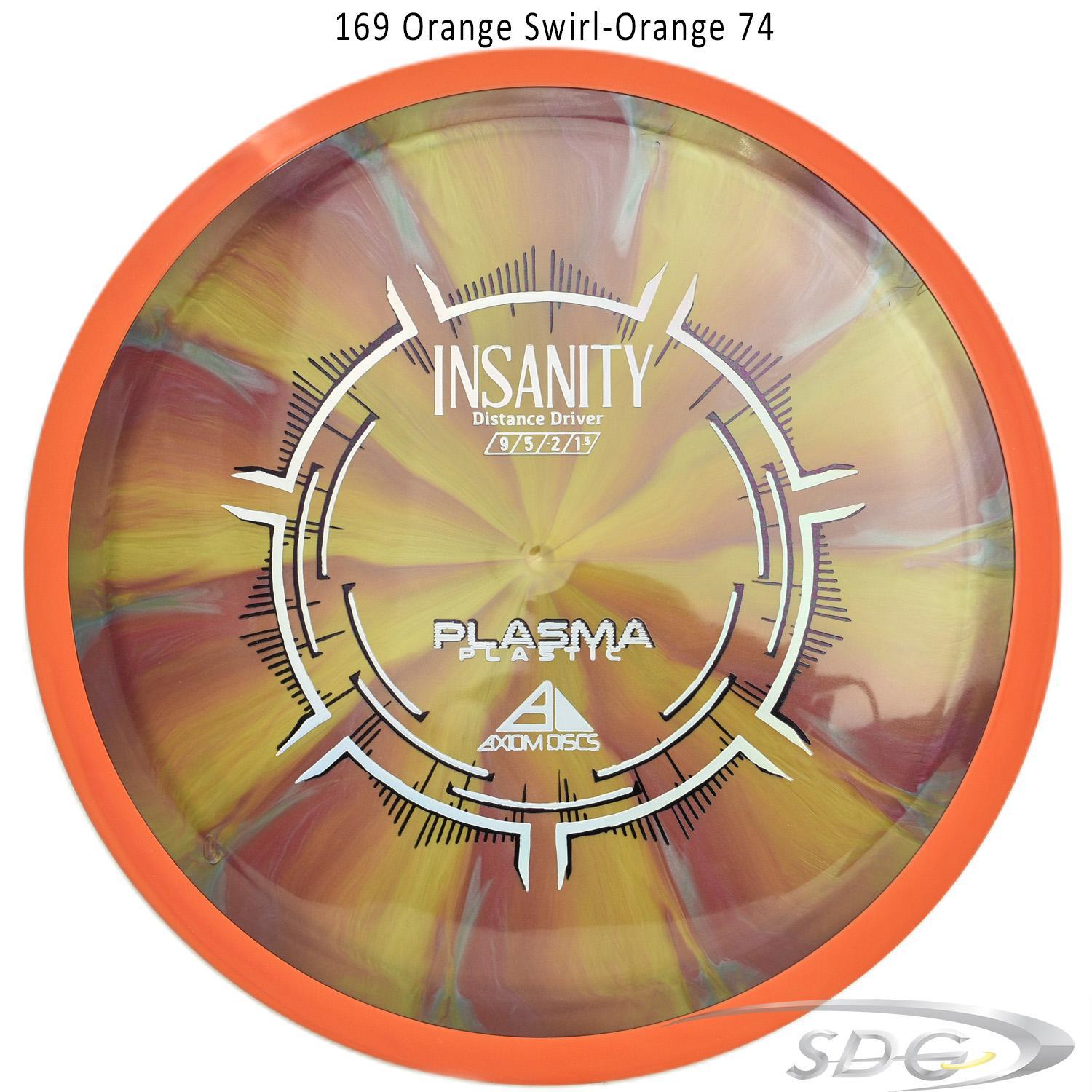 axiom-plasma-insanity-disc-golf-distance-driver 169 Orange Swirl-Orange 74 