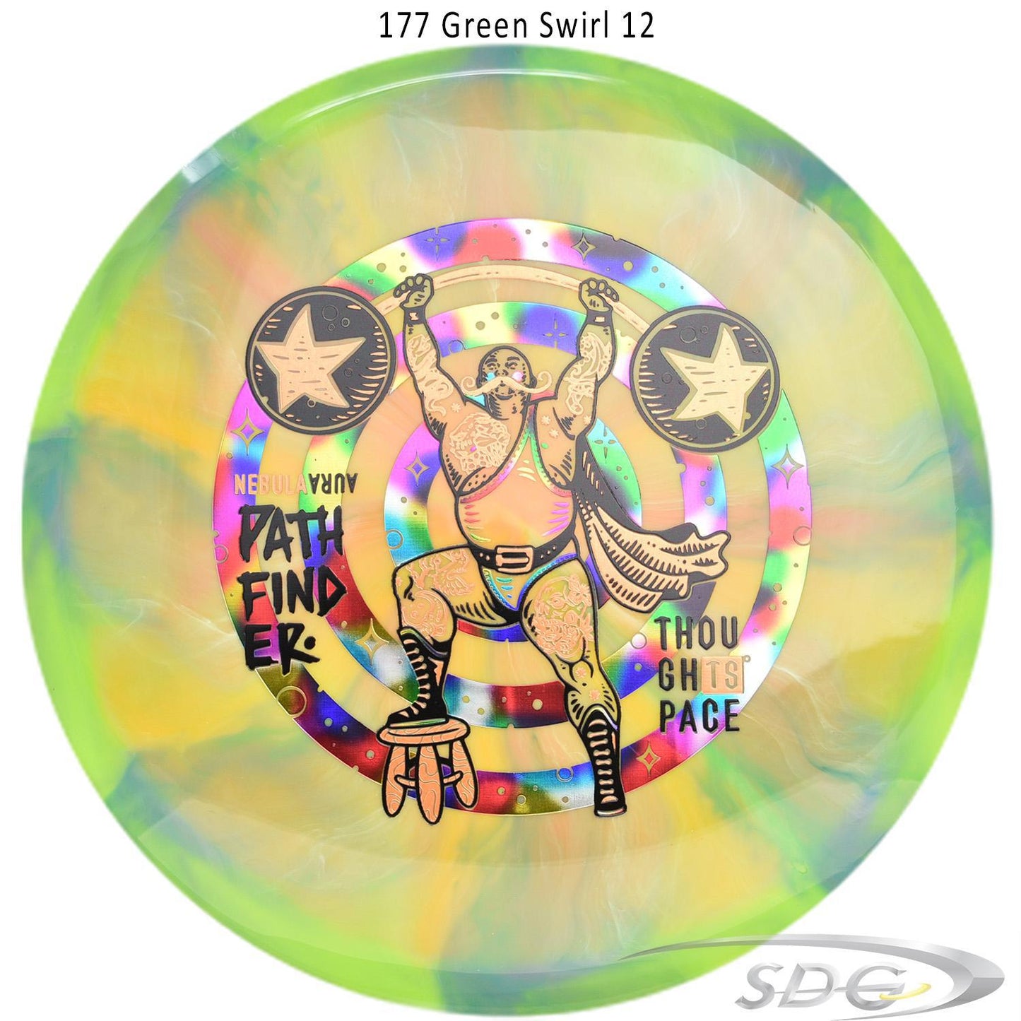 tsa-nebula-aura-pathfinder-strong-man-disc-golf-mid-range 177 Green Swirl 12 