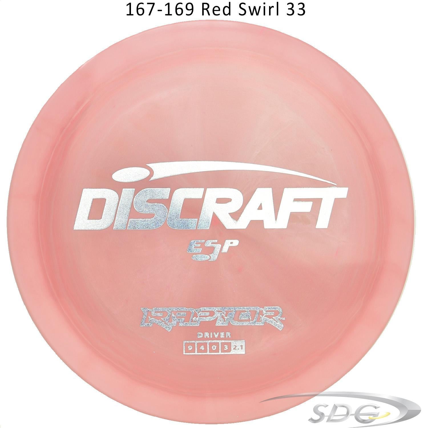 discraft-esp-raptor-disc-golf-distance-driver 167-169 Red Swirl 33