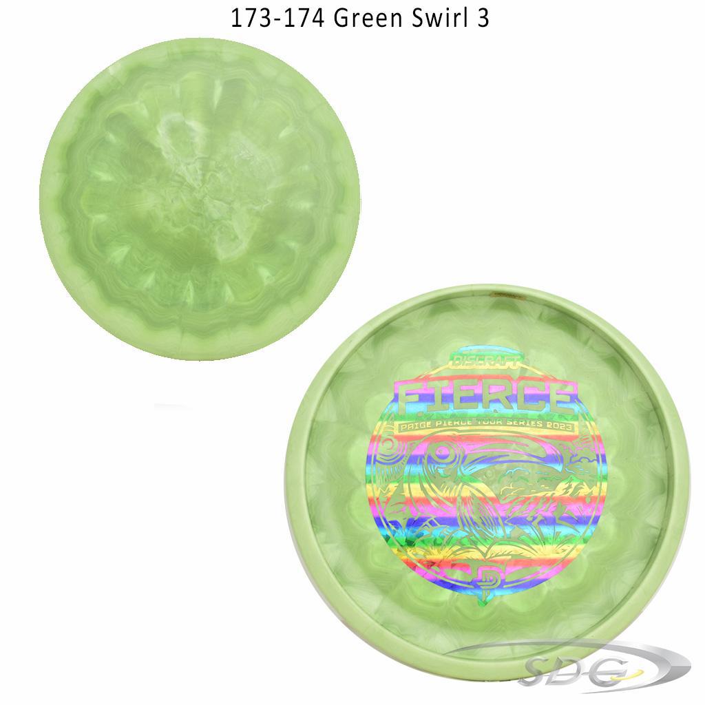 discraft-esp-fierce-bottom-stamp-2023-paige-pierce-tour-series-disc-golf-putter 173-174 Green Swirl 3 