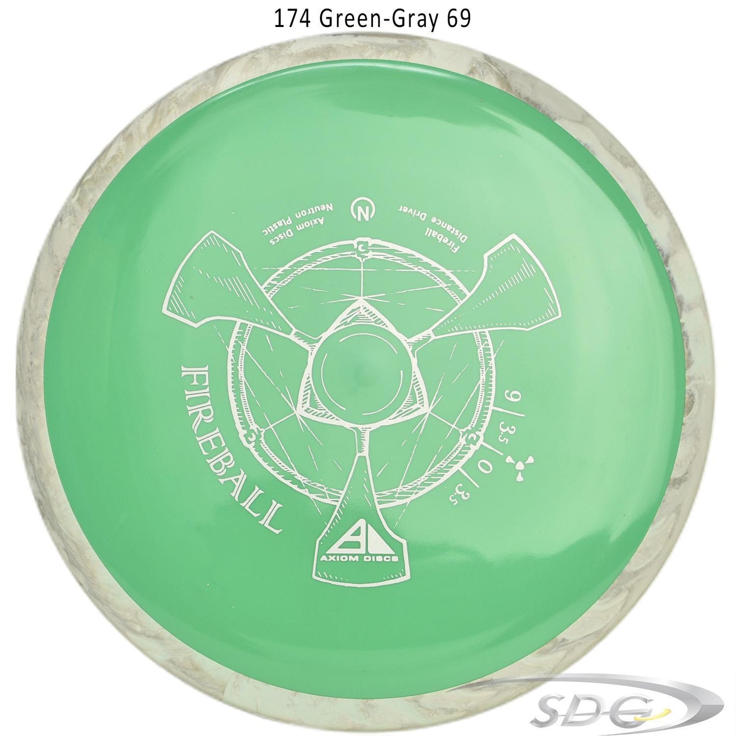 axiom-neutron-fireball-disc-golf-distance-driver 174 Green-Gray 69 