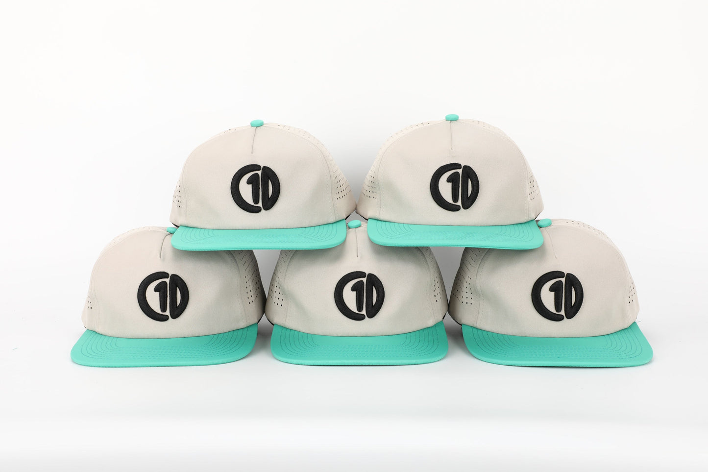 C1D Perforated Snapback - Khaki/Seafoam