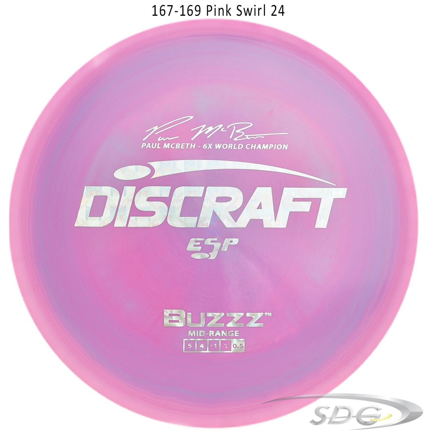 discraft-esp-buzzz-6x-paul-mcbeth-signature-series-disc-golf-mid-range 167-169 Pink Swirl 24